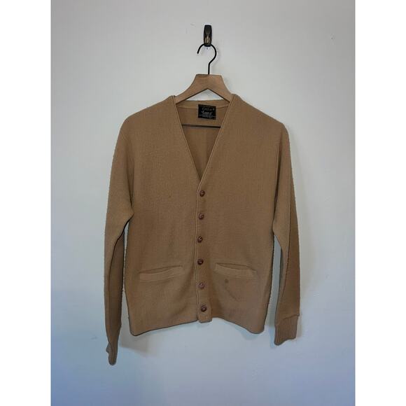1970s 80s Vintage Orlon By Campus Brown Cardigan Sweater 70s 1980s VTG Medium - Picture 1 of 11
